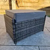 Onamia Rattan Garden Ottoman with Cushion - Grey