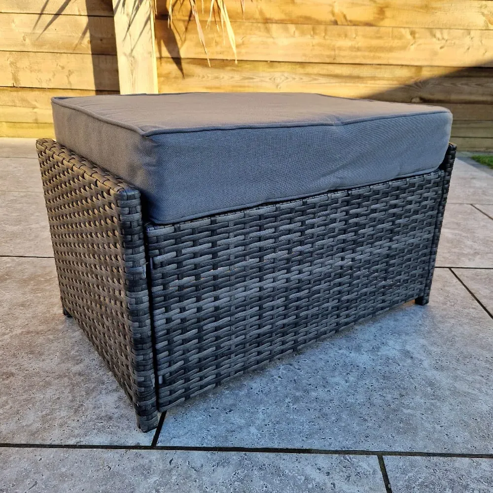Onamia Rattan Garden Ottoman with Cushion - Grey image