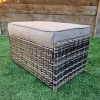 Onamia Rattan Garden Ottoman with Cushion - Natural Brown