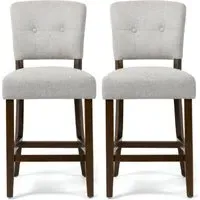Ontario Bar Chairs In Pair - Beige, Fabric
