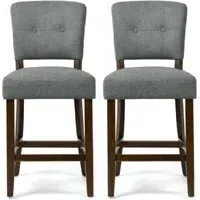 Ontario Bar Chairs In Pair - Grey, Fabric
