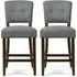 Ontario Bar Chairs In Pair - Grey, Fabric