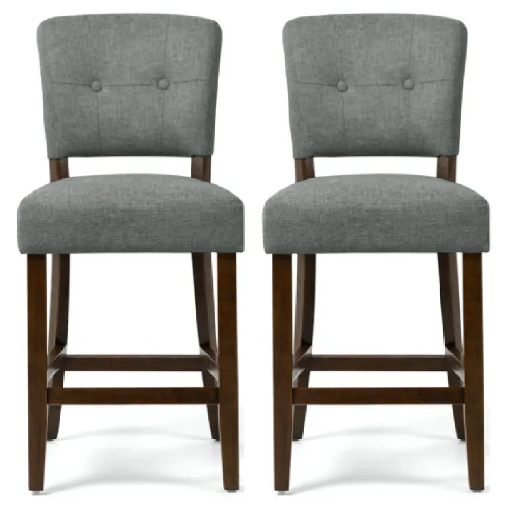 Ontario Bar Chairs In Pair - Grey, Fabric