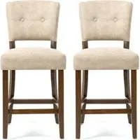 Ontario Bar Chairs Set of 2 - Beige, Bison Fabric