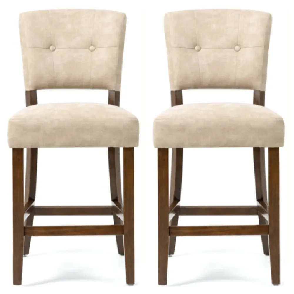 Ontario Bar Chairs Set of 2 - Beige, Bison Fabric