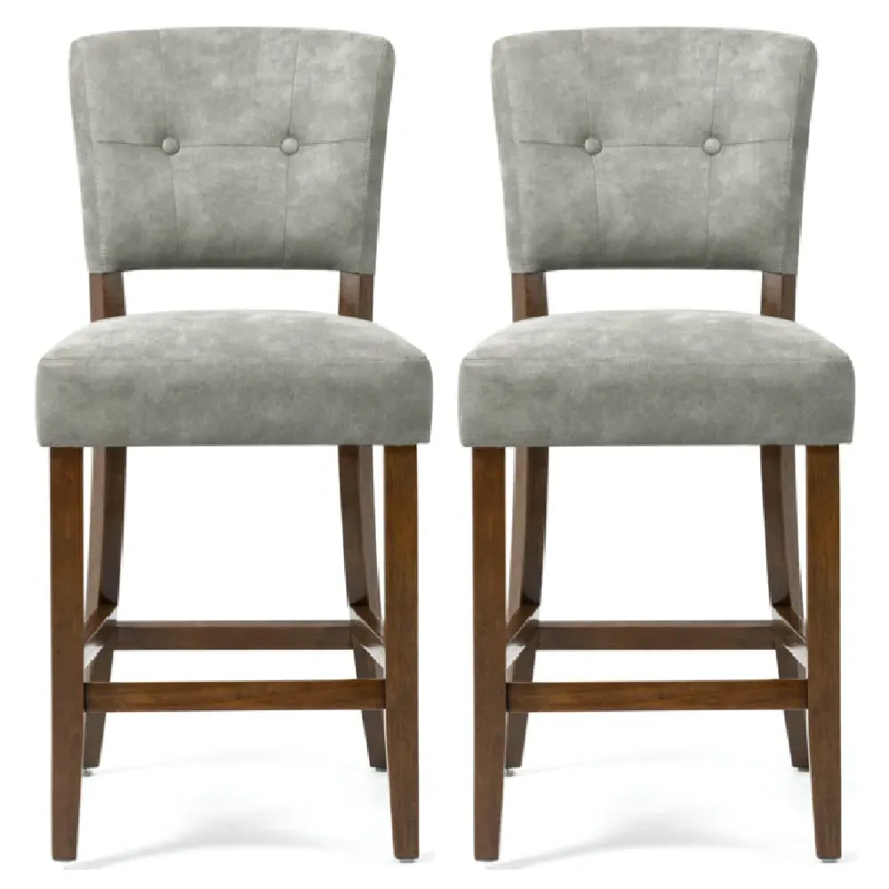 Ontario Bar Chairs Set of 2 - Grey, Bison Fabric