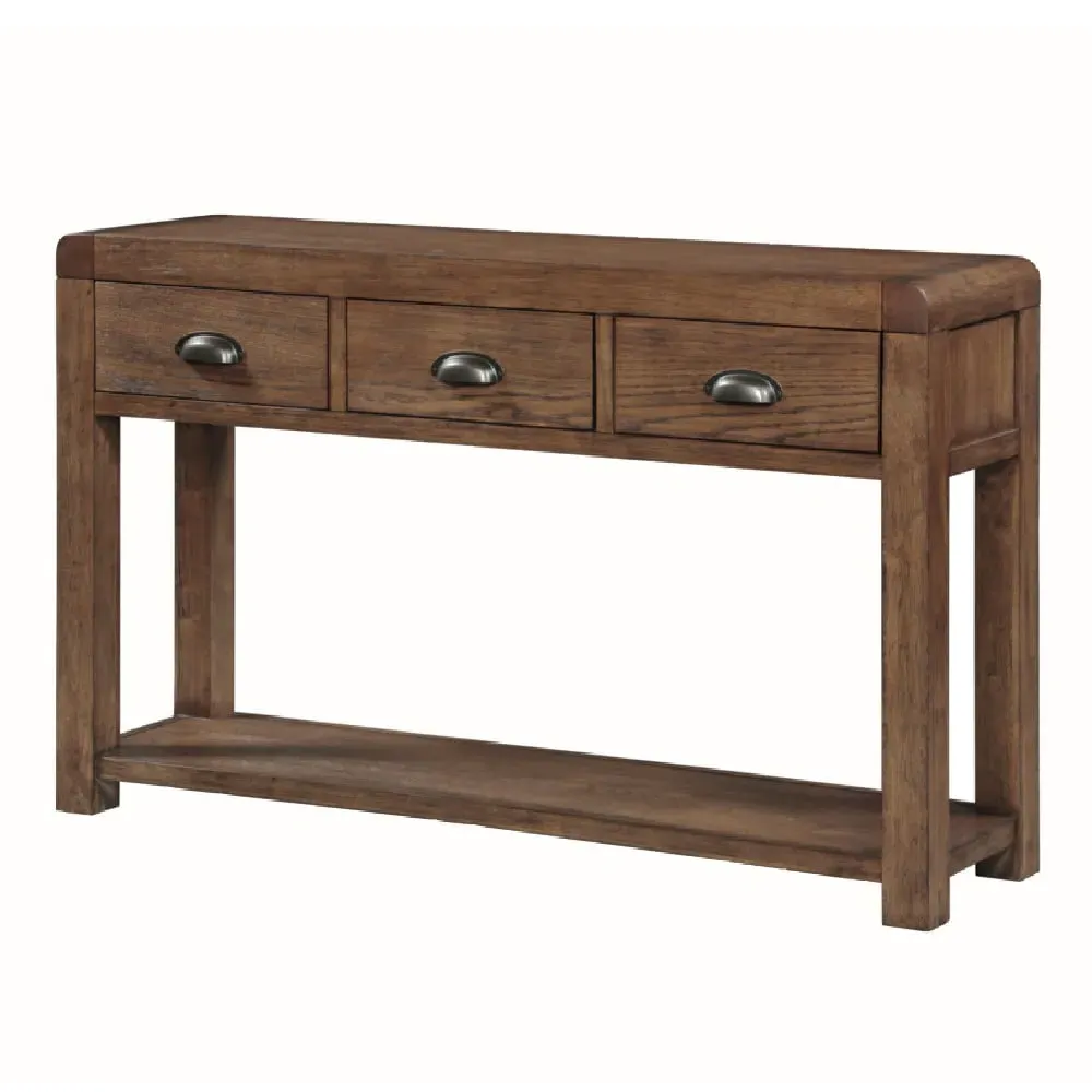 Ontario Console Table with 3 Drawers - Dark Oak image