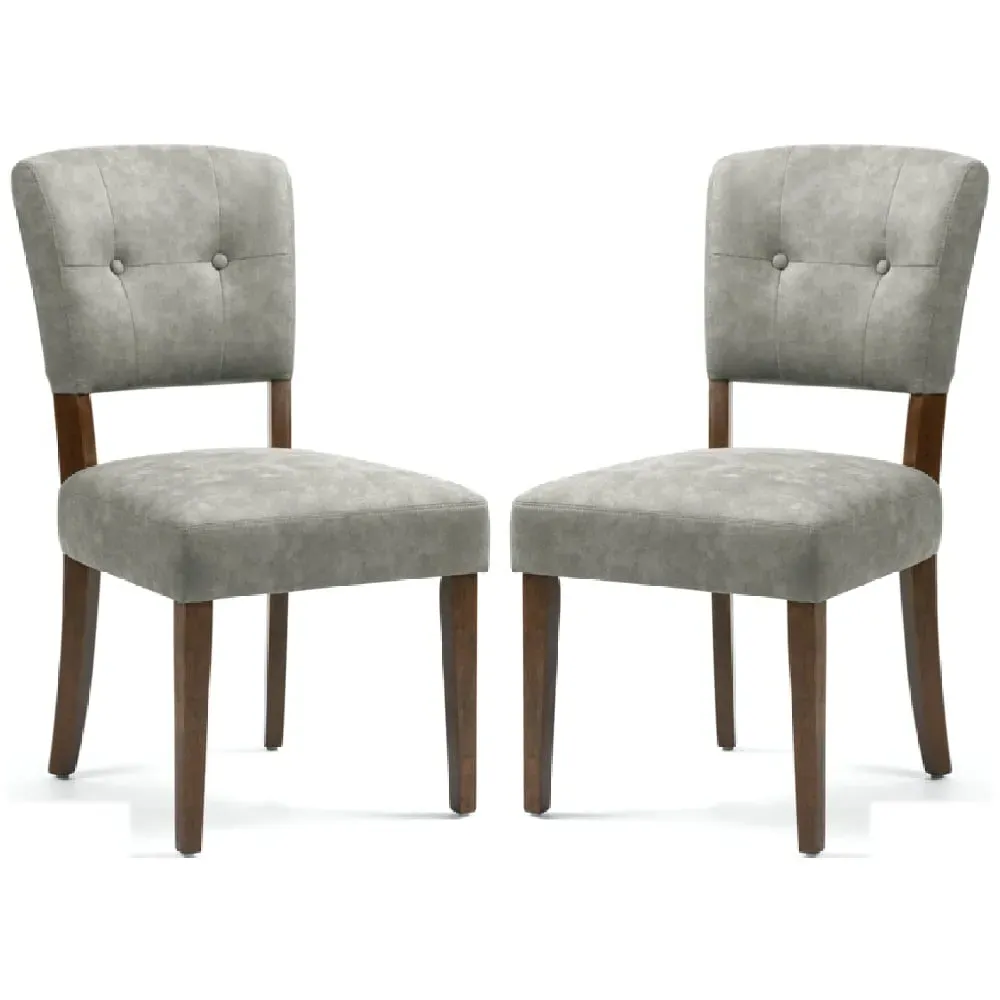 Ontario Dining Chairs Set of 2 - Grey, Bison Fabric