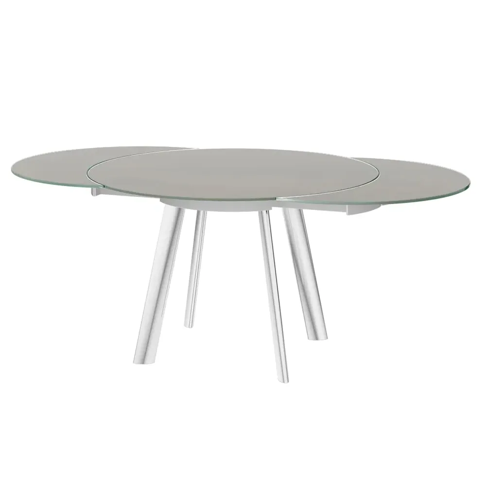 Ontario Extendable Dining Table - Taupe, Glass