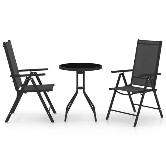 Ontario Glass 3 Piece Bistro Set - Black, Textilene image