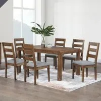 Ontario Large Dining Table with 6 Chairs - Dark Oak, Wood