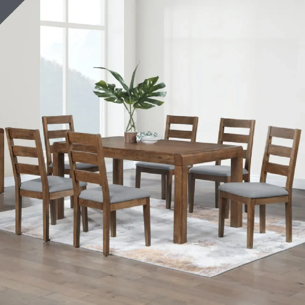 Ontario Large Dining Table with 6 Chairs - Dark Oak, Wood image