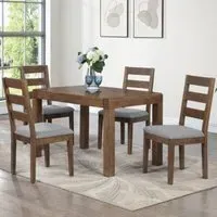 Ontario Small Dining Table with 4 Chairs - Dark Oak, Grey