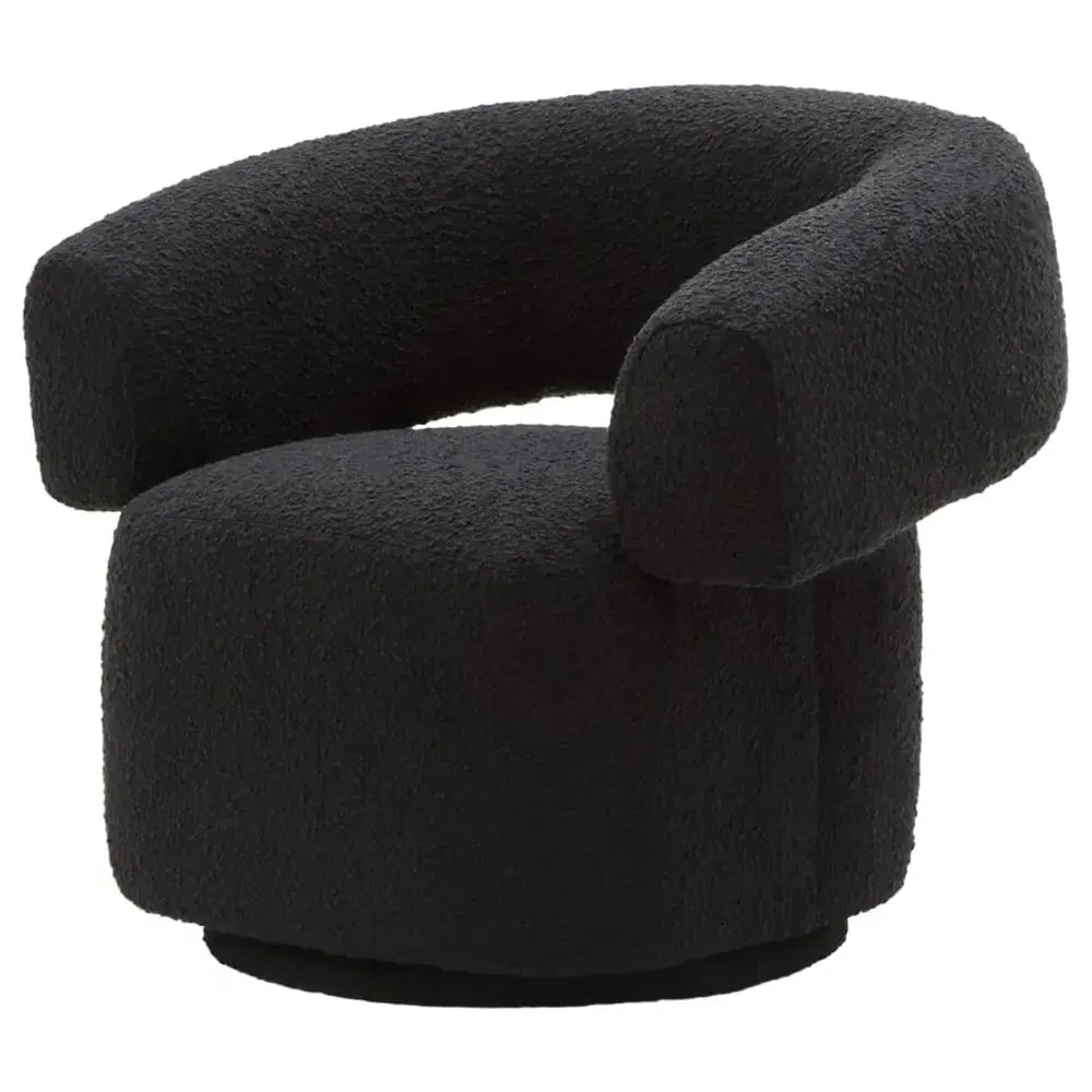 Ontario Swivel Accent Chair - Black, Boucle image