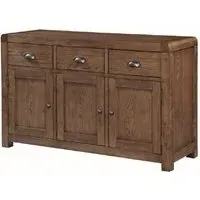 Ontario Wooden Sideboard with 3 Doors 3 Drawers - Dark Oak
