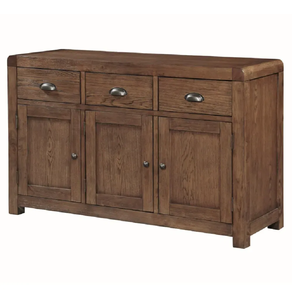 Ontario Wooden Sideboard with 3 Doors 3 Drawers - Dark Oak