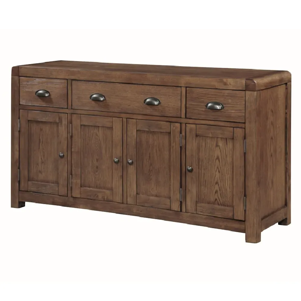 Ontario Wooden Sideboard with 4 Doors 3 Drawers - Dark Oak