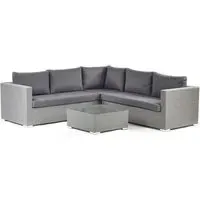 Onyx Corner Sofa with Glass Top Coffee Table - Grey, Rattan