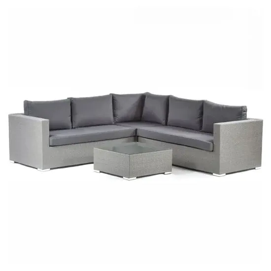 Onyx Corner Sofa with Glass Top Coffee Table - Grey, Rattan