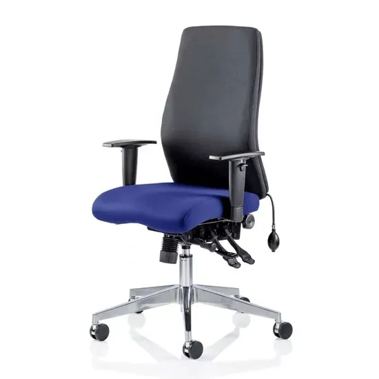 Onyx Ergo Office Chair with Arms - Blue, Fabric