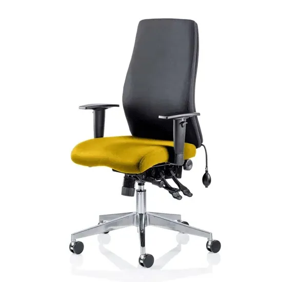 Onyx Ergo Office Chair with Arms - Yellow, Fabric