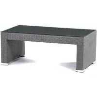 Onyx Glass Top Coffee Table with Rattan Base