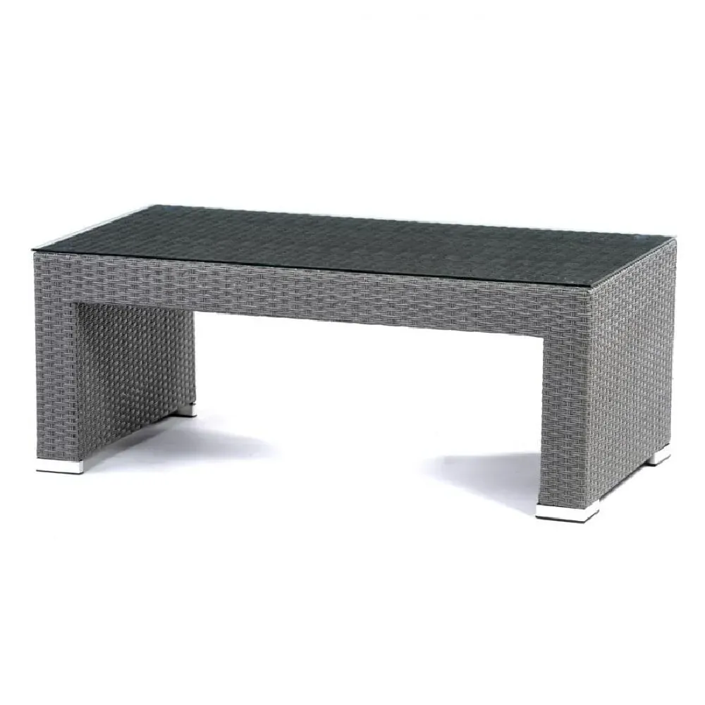 Onyx Glass Top Coffee Table with Rattan Base image