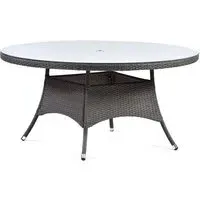 Onyx Large Round Dining Table with Glass Top - Dark Grey, Rattan