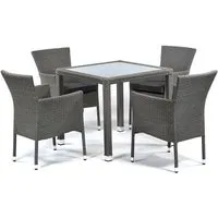 Onyx Rattan Square Dining Table & 4 Armchairs - Grey alternate view