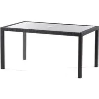 Onyx Rectangular Dining Table with Glass Top - Dark Grey, Rattan