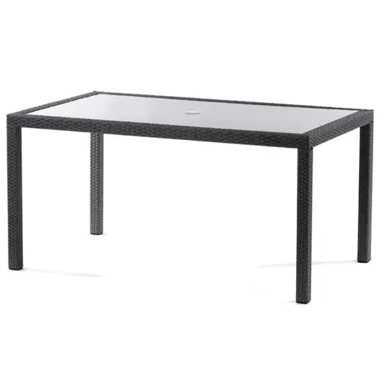 Onyx Rectangular Dining Table with Glass Top - Dark Grey, Rattan