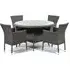 Onyx Round Dining Table with 4 Armchairs - Grey, Rattan