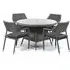 Onyx Round Dining Table with 4 Chairs - Grey, Rattan