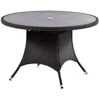 Onyx Round Dining Table with Ceramic Glass Top - Grey, Rattan