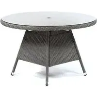 Onyx Small Round Dining Table with Glass Top - Dark Grey, Rattan