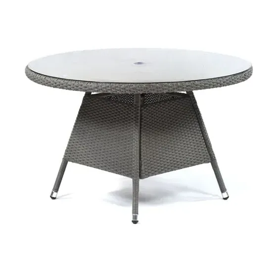 Onyx Small Round Dining Table with Glass Top - Dark Grey, Rattan