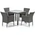 Onyx Square Dining Table with 4 Armchairs - Grey, Rattan
