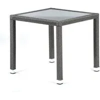 Onyx Square Dining Table with Glass Top - Dark Grey, Rattan
