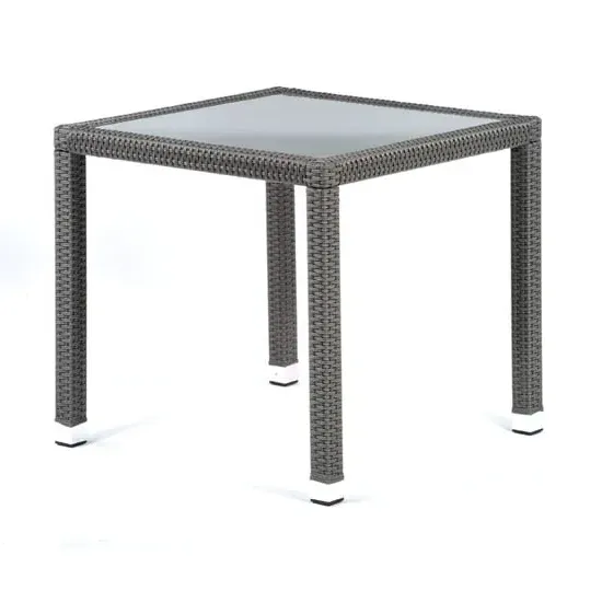 Onyx Square Dining Table with Glass Top - Dark Grey, Rattan image