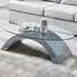 Opel Oval Coffee Table - Clear Glass, Grey High Gloss