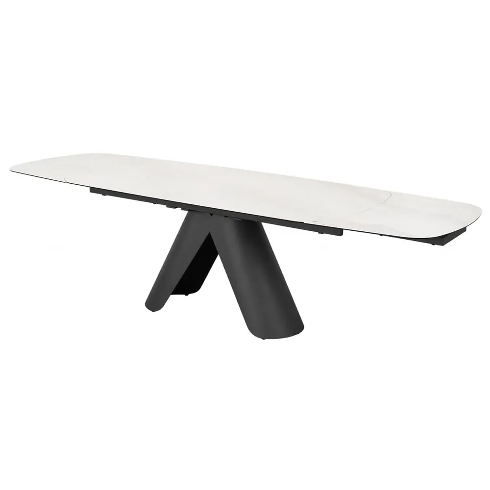 Opelousas Ceramic Marble Extending Dining Table - Matt White