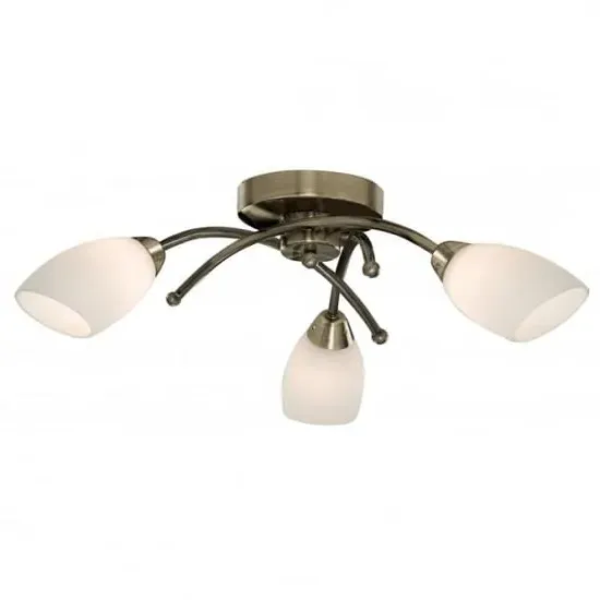 Opera 3-Light Ceiling Light - Antique Brass, Opal Glass image