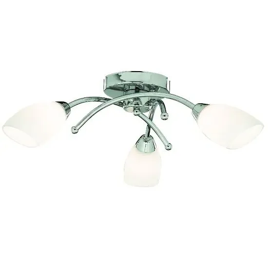 Opera 3-Light Ceiling Light - Chrome, Opal Glass