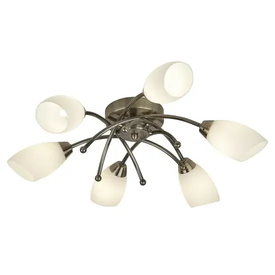 Opera 6-Light Ceiling Light - Antique Brass, Opal Glass