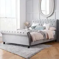Opulent King Size Bed Frame - Grey, Fabric