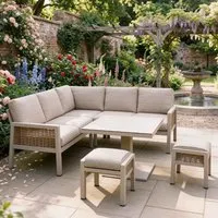 Orbit Aluminium Outdoor Compact Dining Set with Adjustable Table - Beige alternate view