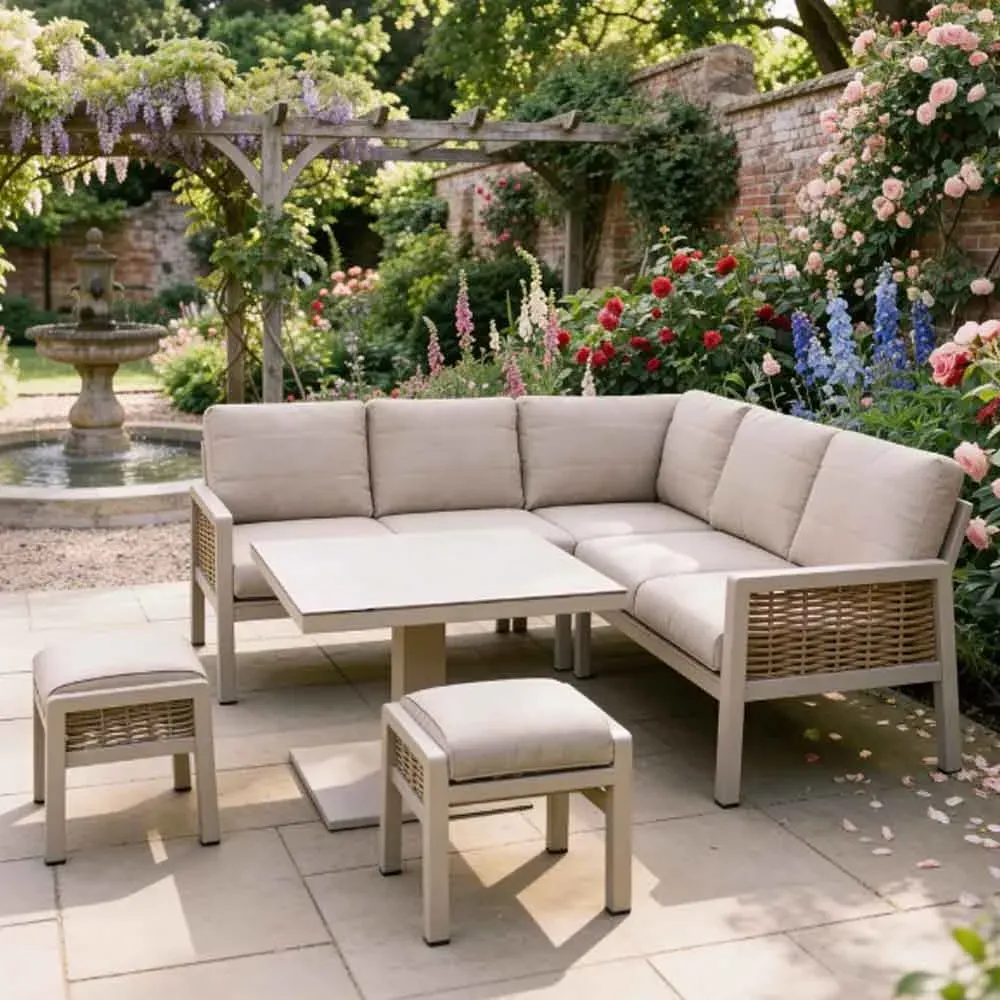 Orbit Aluminium Outdoor Compact Dining Set with Adjustable Table - Beige product