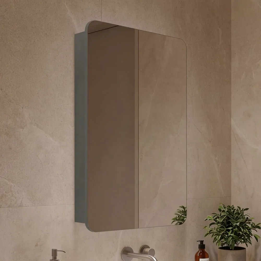 Orbit Wall Mounted Bathroom Mirror Cabinet - Grey, MDF product
