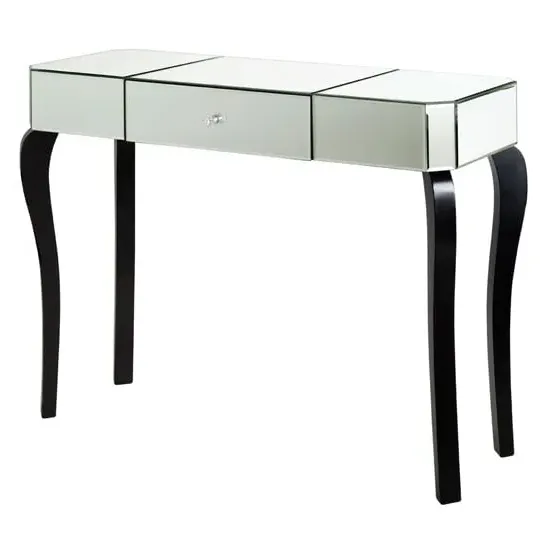 Orca Mirrored Console Table with Drawer - Silver, Black image
