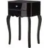 Orca Mirrored Glass Side Table with Drawer - Black